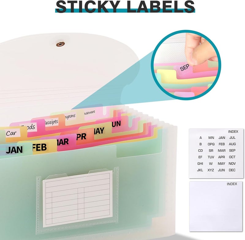 H4D Check Size 13 Pocket Expanding File Folder, Accordion File Organizer Wallet Case for Coupon Receipt Storage, 10 x 5.5 inches, Rainbow Color - Image 3